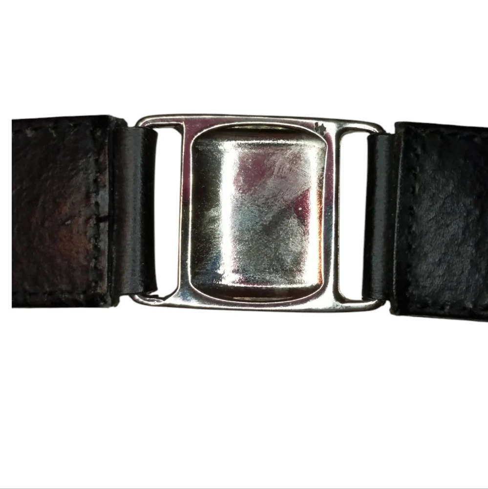 Versace Classic V2 Vera Pelle black belt Silver hardware Size 48 Made in Italy